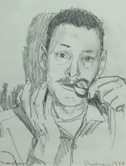 Gunter Christmann, Morchang (Self Portrait with Jaw Harp), 1978, Pencil