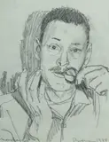 Gunter Christmann, Morchang (Self Portrait with Jaw Harp), 1978, Pencil