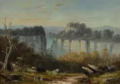 Charles Frederick Gerrard, Blue Mountains Escarpment, NSW, 1889, Oil on Board