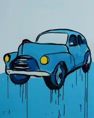 Cuban Chevy by Jasper Knight, 2017, Enamel & Acrylic on Card, sold Aug 2022
