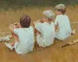 Rick Everingham, The Cricketers, c.1973, Oil on Board