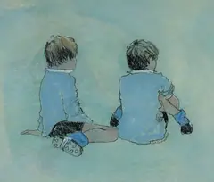 Rick Everingham, Blue Football, Pastel & Gouache