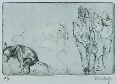 Dog Crapping by Brian Dunlop, 1970, Etching A/P, sold Aug 2022