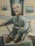Oscar Edwards, Man Smoking Pipe, Pastel