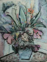 Oscar Edwards, Floral Still Life, Pastel