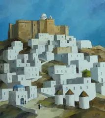 Memory of Astipalia [Greece] by Tom Esplin, Oil on Board, sold Aug 2022