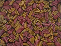 Awelye for Arnkerrthe (Woman's Ceremony for Mountain Devil Lizard Dreaming) by Gloria Petyarre, 1997, Acrylic on Linen, sold Aug 2022