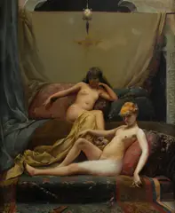 Luis Ricardo Falero, Nudes in an Interior, 1880, Oil on Canvas on Board