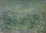 Desiderius Orban, Dawn in the Park, Tokyo, 1973, Mixed Media on Paper on Board