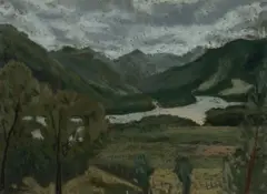 River Landscape by Desiderius Orban, Pastel, sold Aug 2022