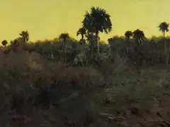 John Stanford, Evening Glow, Wetland Palms, Oil on Canvas