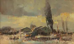 Errol Stephen Boyley, Farm Buildings, Oil on Board