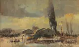 Errol Stephen Boyley, Farm Buildings, Oil on Board