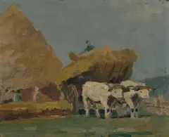Henry Sené, Hay Wain, Oil on Ply
