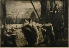 Frank Brangwyn, London Docks with St Paul's, Lithograph