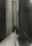 Robert Dickerson, People in Alley, Charcoal