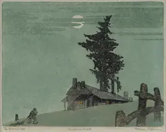 Ethleen Palmer, The Homestead, 1937, linocut 4/50