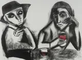 Robert Dickerson, Glass of Wine, Hand Coloured Lithograph 25/30