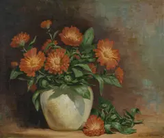 Howard Barron, Marigolds, 1945, Oil on Canvas