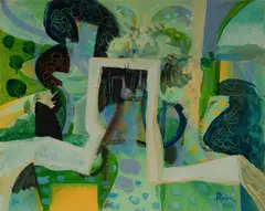 Victor Rubin, Hill, Sea and Pond of Time, 2012, Acrylic on Canvas Board