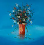 Kym Hart, Wildflowers in a Vase, Oil on Board