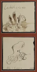 Two drawings, 'Arte & Lucina,' 2007, in a single frame by Luke Sciberras, Ink on Paper (2), sold Jul 2022