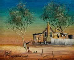 Western Plains by Max Mannix, Oil on Board, sold Jul 2022