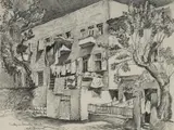 Cedric Emanuel, Afternoon in Jerusalem / Sunday Washing Day in Jerusalem Suburb, 1989, Pencil