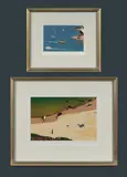 John Earle, (2), 'Sydney Harbour,' hand-coloured print or pochoir (?) 1/20 A/P (15x23.5cm); & 'Susan Gilmour Beach,' 1987, silkscreen 69/85 (26x39cm)