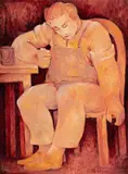 Bill Coleman, Seated Man, Oil on Canvas on Board