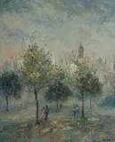 Doreen Gadsby, Lovers in the Park, 1967, Oil on Canvas on Board