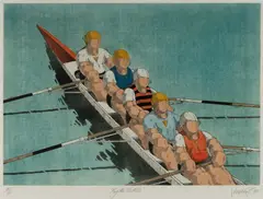 James Willebrant, Regatta Detail, 1983, Hand Coloured Etching with Aquatint 45/60