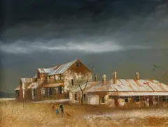 Maynard Waters, Outback Settlement, Oil on Board