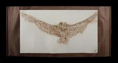 Rodney Pople, Owl in Flight, circa 1994, Mixed Media on Paper on Scroll