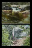 (2) by Allan Waite, 'Everard Ranges' (oil on canvas on board); & 'Aroona Valley' (oil on canvas board), sold Jul 2022