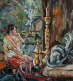 Cristobal Moreno-Toledo, Untitled (Seated Figure), Oil on Canvas