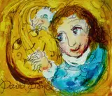David Boyd, Musician Playing Lute, Oil & Mixed Media on Board