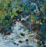 Celia Perceval, Stream At Rowlestown After Rain, 1972, Oil on Canvas
