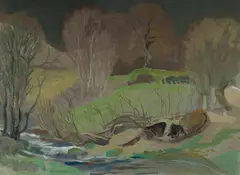 Rick Amor, Landscape with Stream, 1985, Gouache on Paper