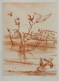 Arthur Boyd, Wimmera Waterhole with Birds, Etching 22/25