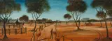 Pro Hart, Repairing the Racetrack, 1968, Oil on Board