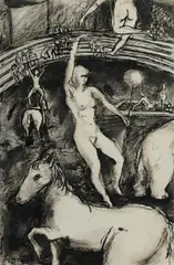 Circus Scene by Francis Lymburner, Pen & Ink on Paper, sold May 2022