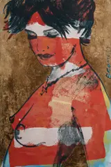 David Bromley, Charlotte, Acrylic & Metallic Leaf on Card