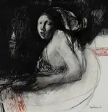 Margaret Woodward, Untitled (Homage to Vermeer), Charcoal, Pastel & Pencil on Paper on Stretched Canvas