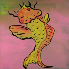 Carp by Adam Cullen, Acrylic on Canvas, sold May 2022