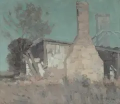 Herbert Reginald Gallop, Moonlight on a Chimney, 1922, Oil on Canvas on Board