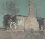 Herbert Reginald Gallop, Moonlight on a Chimney, 1922, Oil on Canvas on Board