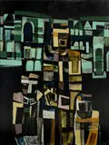 Jan Senbergs, Abstract Figures in a Cityscape