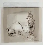 Margaret Woodward, Kangaroos, Ink, Wash & Mixed Media on Paper