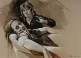 Peter Churcher, Study for Inspiration of the Poet, 1998, Ink & Pastel